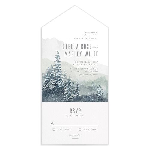 Painted Mountains All-in-One Wedding Invitations - Teal