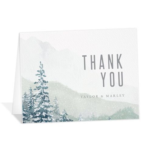 Painted Mountains Wedding Thank You Cards - Teal
