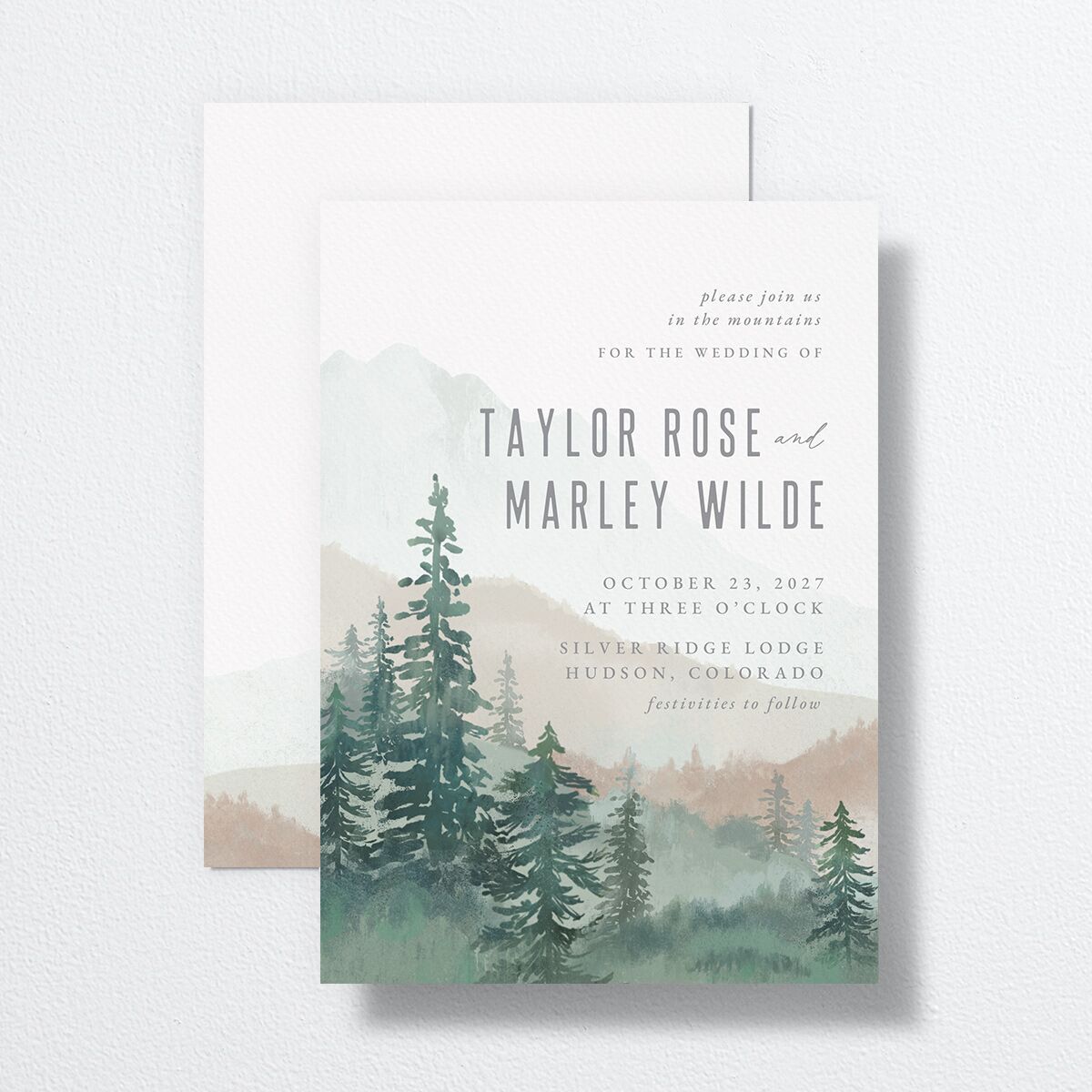 Painted Mountains Wedding Invitations Eucalyptus Signature No Standard
