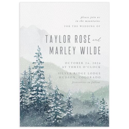 Painted Mountains Wedding Invitations - Teal
