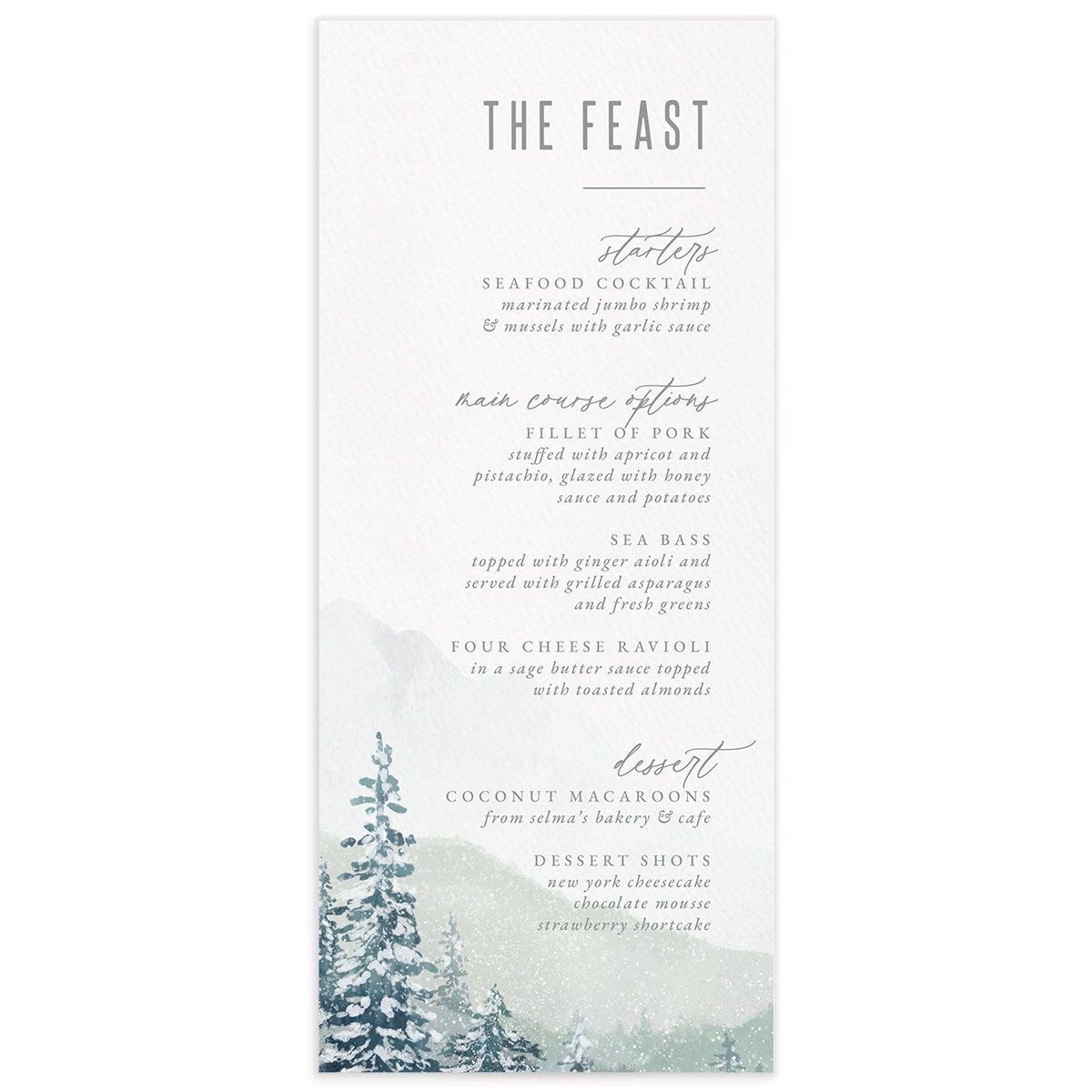 Mountain Canvas Menus front