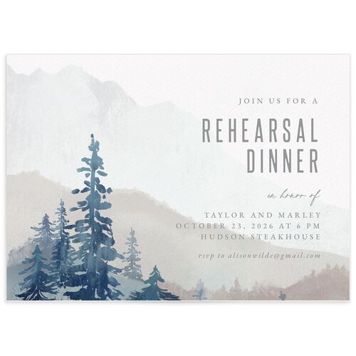 Mountain Canvas Rehearsal Dinner Invitations - Blue