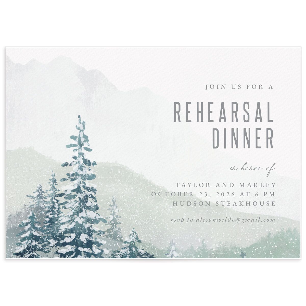 Mountain Canvas Rehearsal Dinner Invitations