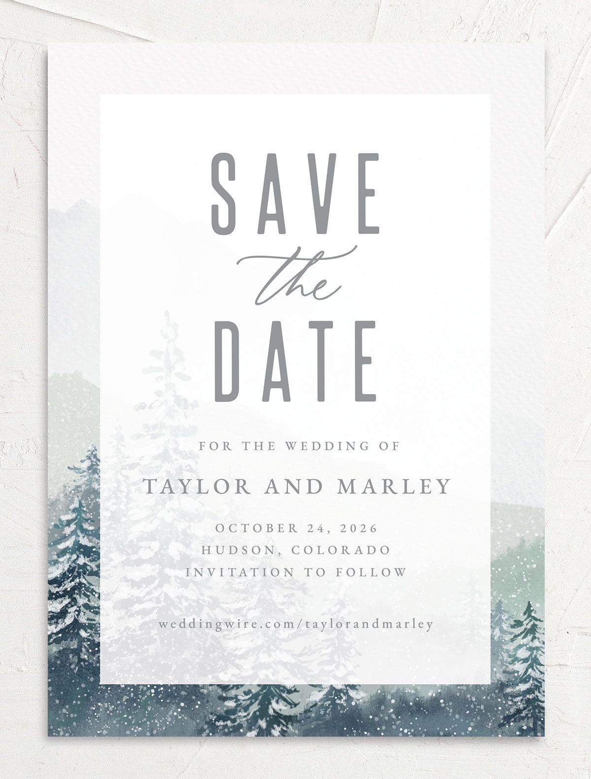 Mountain Canvas Save the Date Cards back