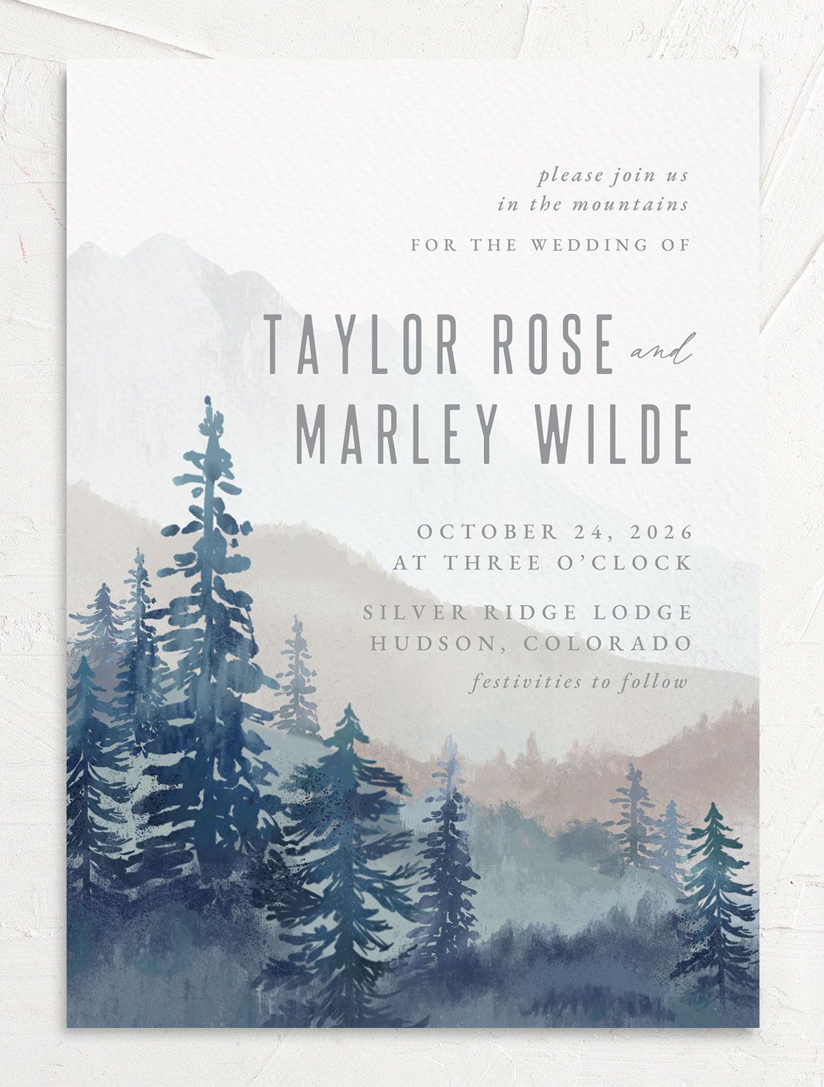 Mountain Canvas Wedding Invitations front