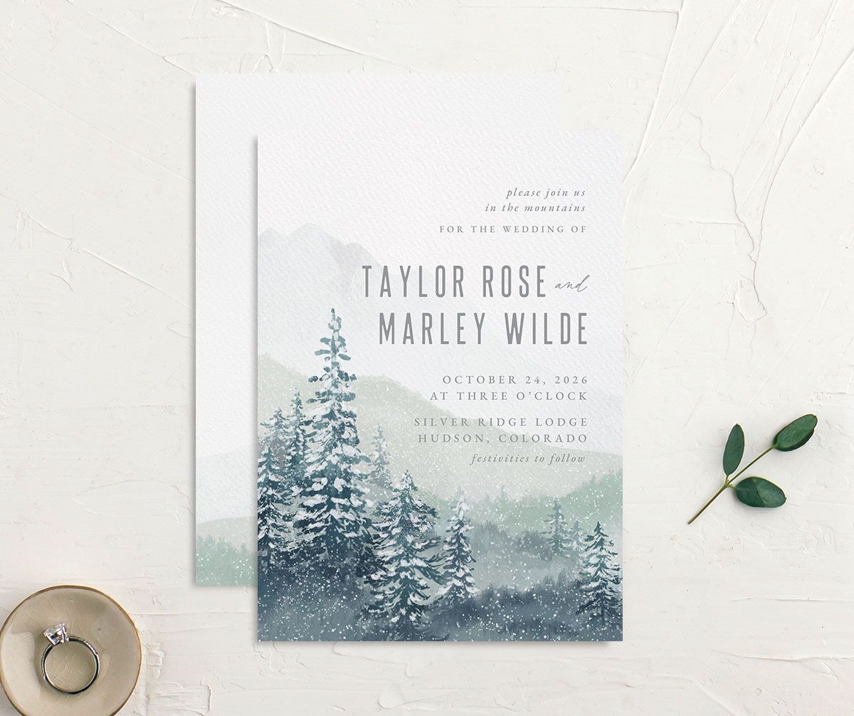 Mountain Canvas Wedding Invitations front-and-back