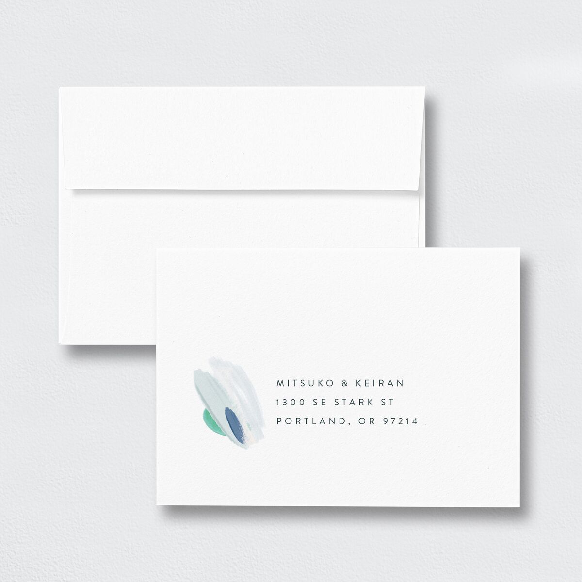 Floral Abstract Wedding Response Card Standard Envelopes White Standard Sapphire Return Address Signature