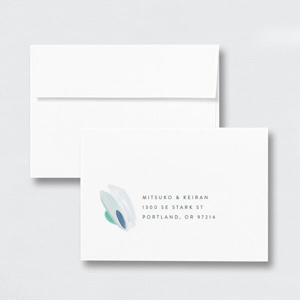 Floral Abstract Wedding Response Card Standard Envelopes White Standard Sapphire Return Address Signature