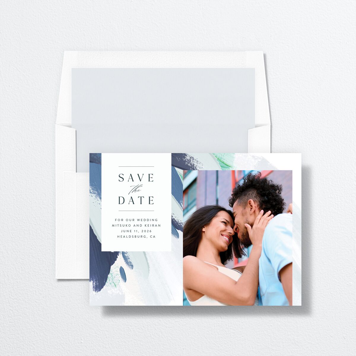 Floral Abstract Save The Date Cards Sapphire Signature smooth No