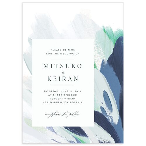 Floral Abstract Wedding Invitations - Blue