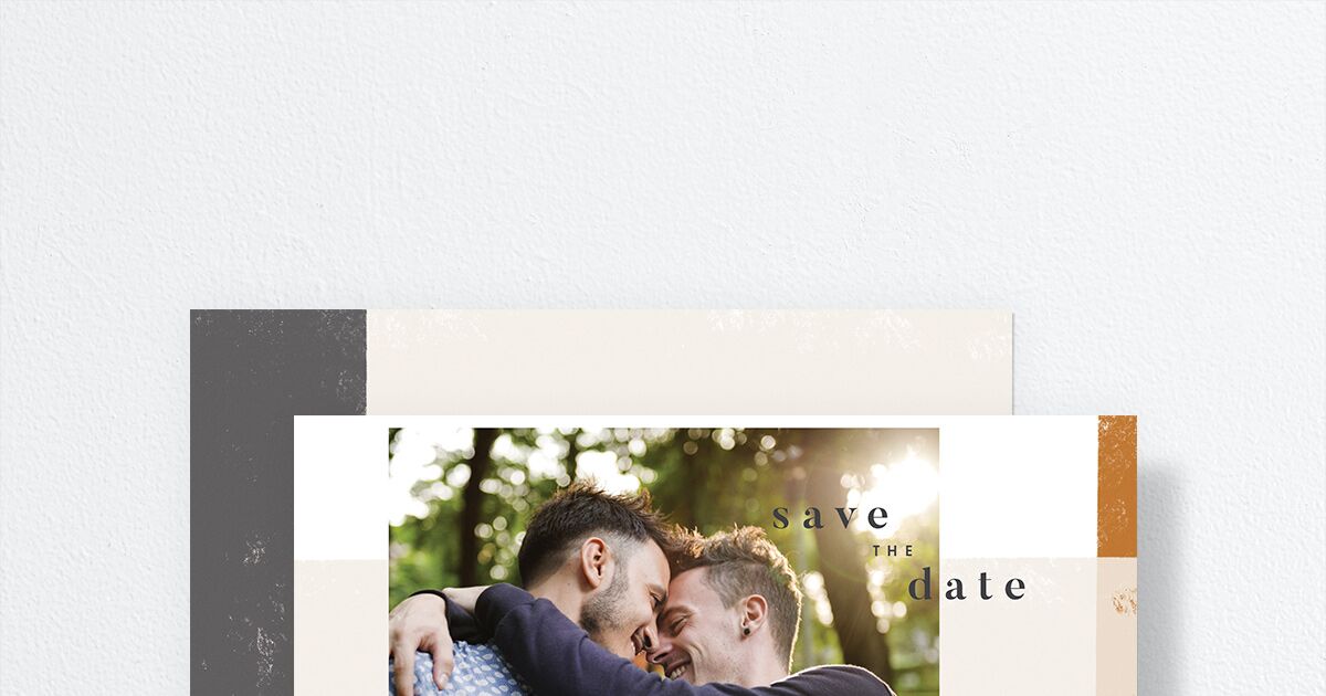 Modern Colorblock Save The Date Cards | The Knot