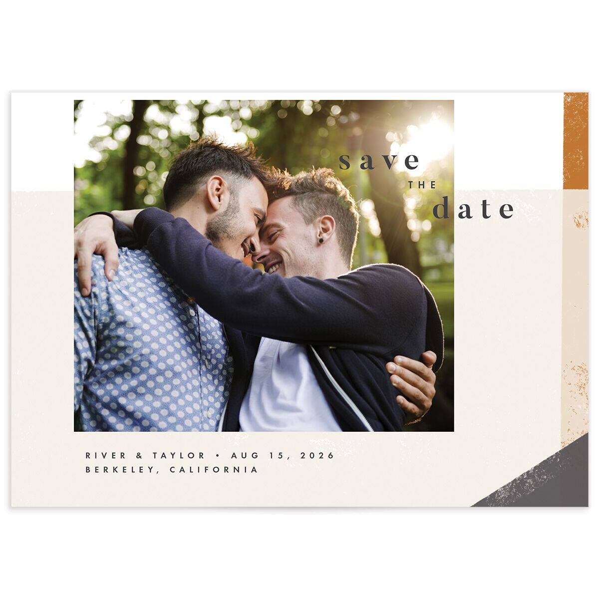 Modern Colorblock Save The Date Cards