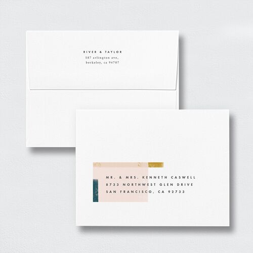 Modern Colorblock Thank You Card Envelopes White Standard Ink Blue Both Recipient and Return Addresses Signature