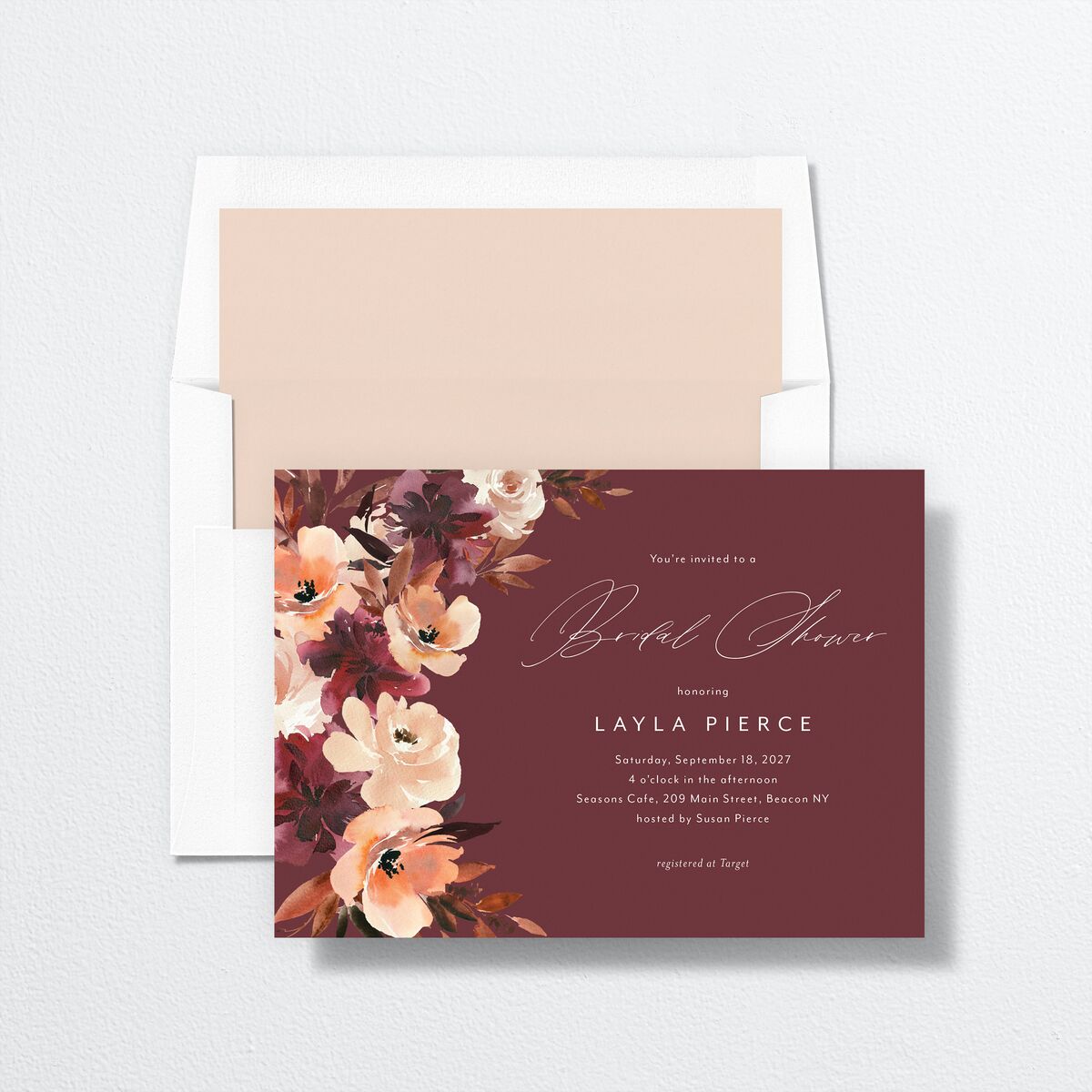Leafy Floral Bridal Shower Invitations Midnight Signature