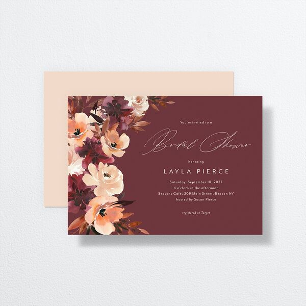 Leafy Floral Bridal Shower Invitations Midnight Signature