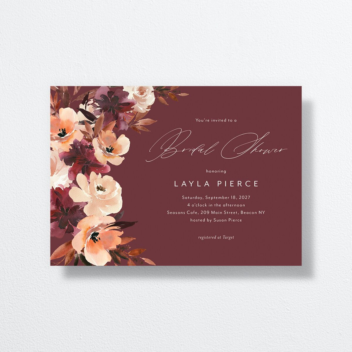 Leafy Floral Bridal Shower Invitations Midnight Signature