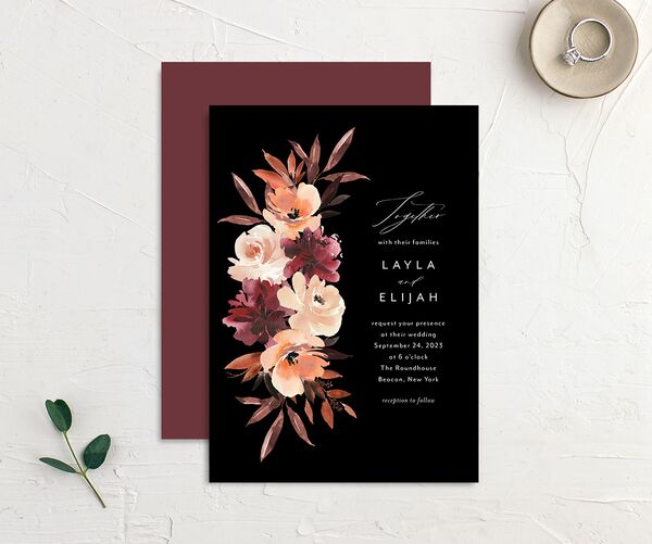 Painted Petals Wedding Invitations front-and-back