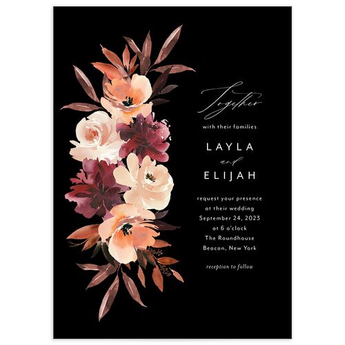 Painted Petals Wedding Invitations - Black