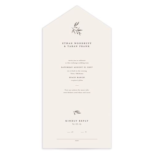 Minimal Leaves All-in-One Wedding Invitations - Cream