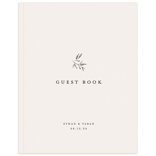 Minimal Leaves Wedding Guest Book - Cream