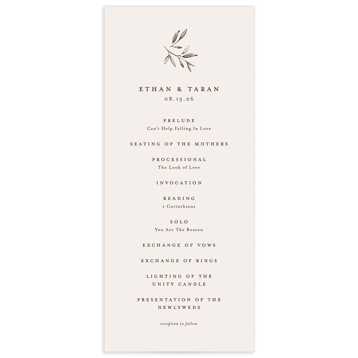 Minimal Leaves Wedding Programs
