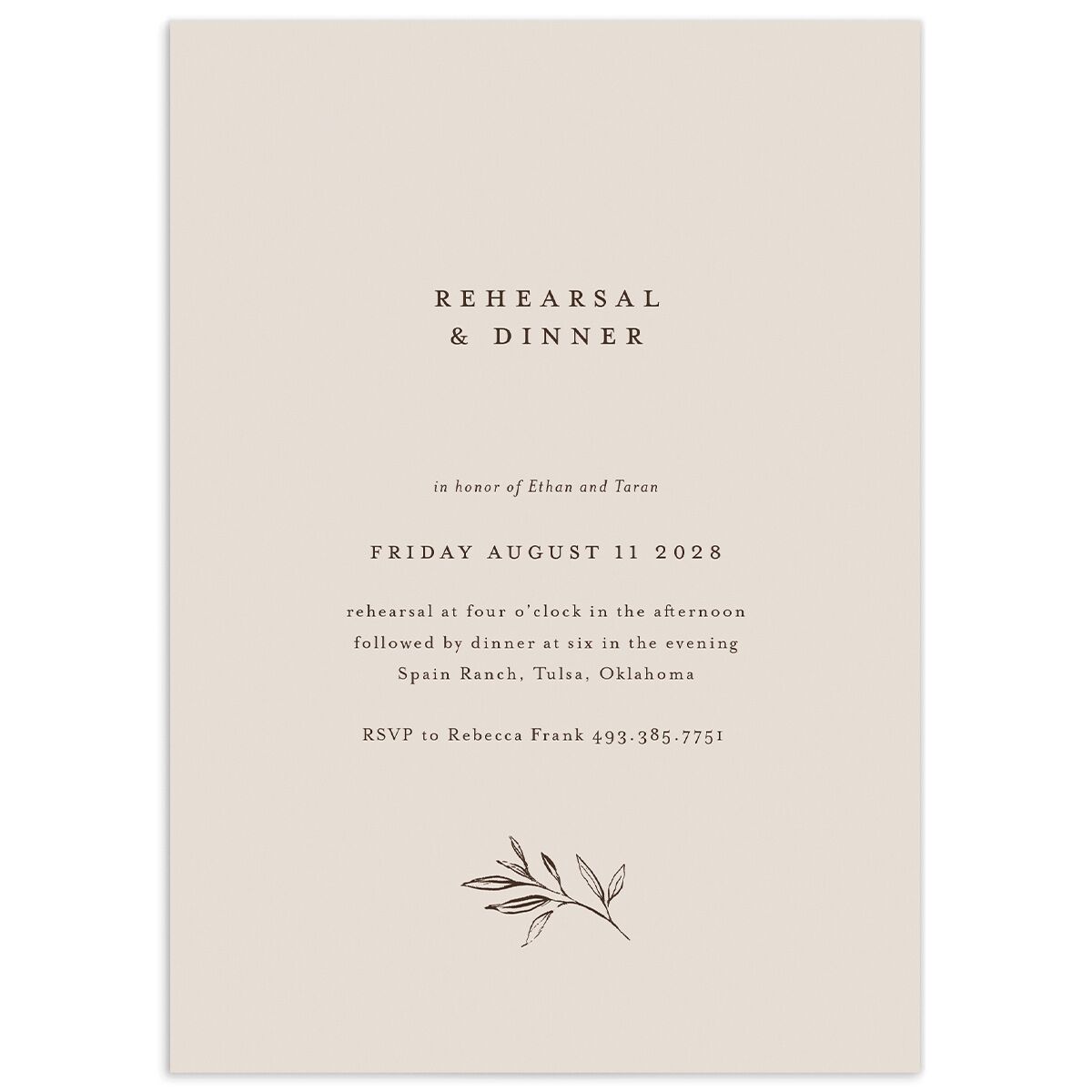 Minimal Leaves Rehearsal Dinner Invitations