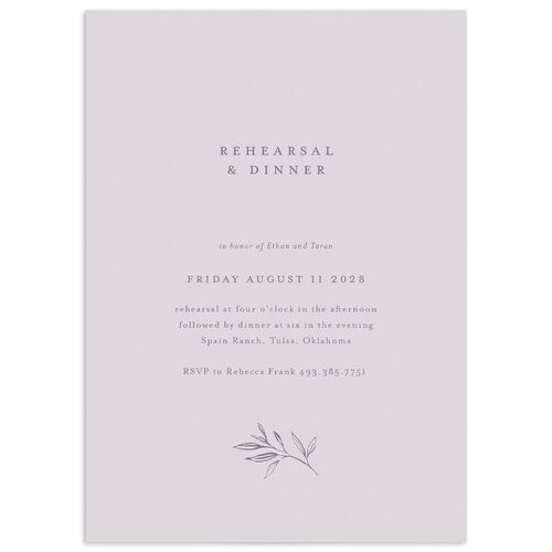 Minimal Leaves Rehearsal Dinner Invitations Sheer Lilac Signature Blank Standard