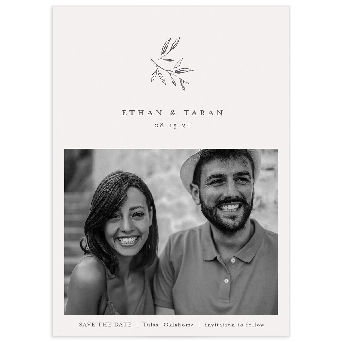 Minimal Leaves Save The Date Cards