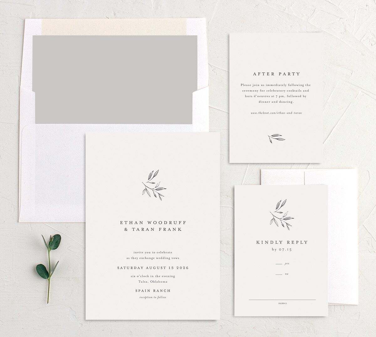 Simply Timeless Wedding Invitations suite in grey
