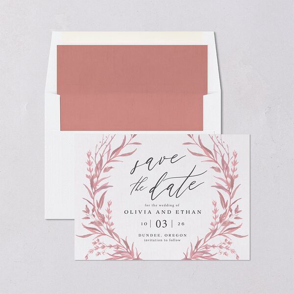 Natural Laurel Save The Date Cards Candy Pink Signature smooth Blank No Standard