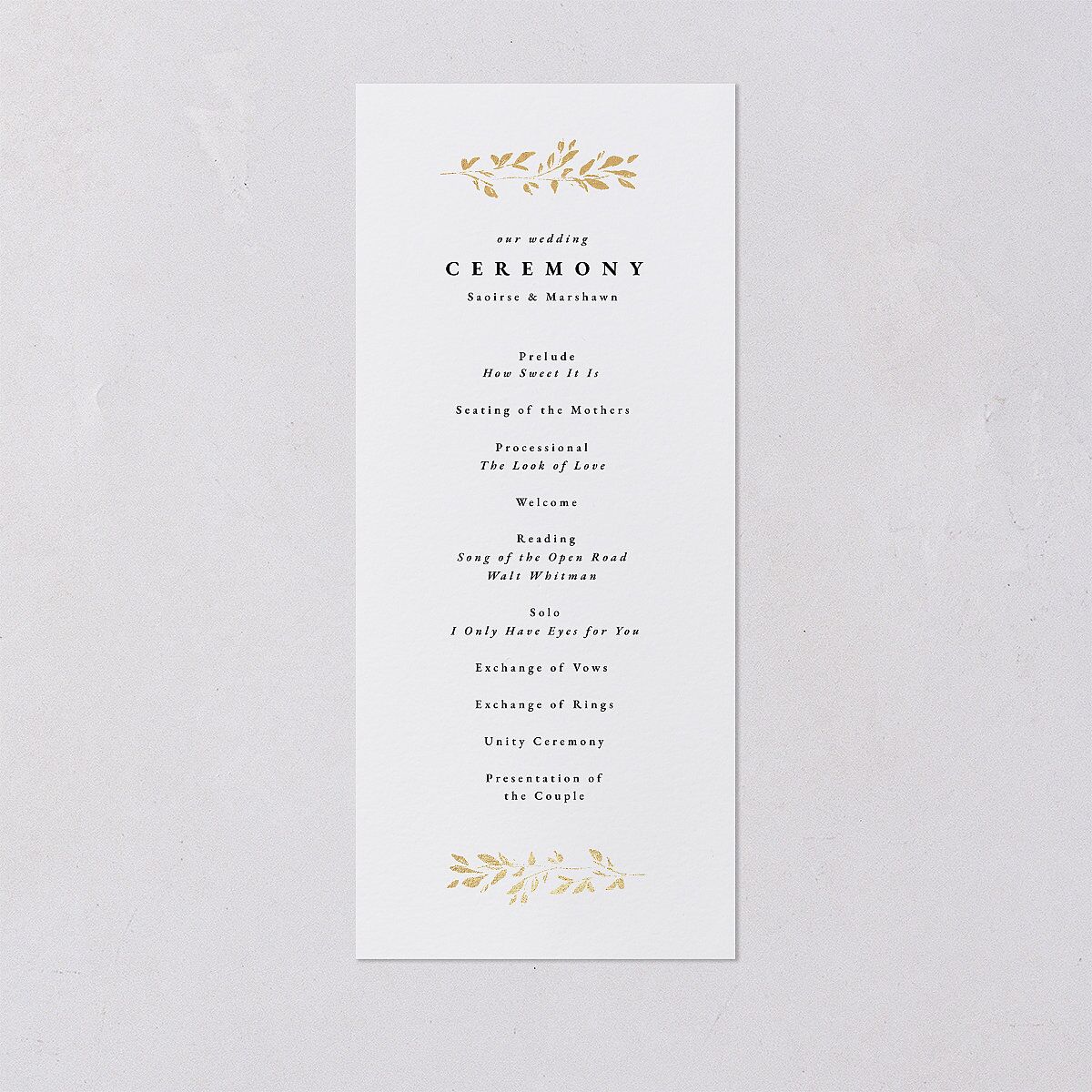 Delicate Frame Wedding Programs Gold Pure White Signature