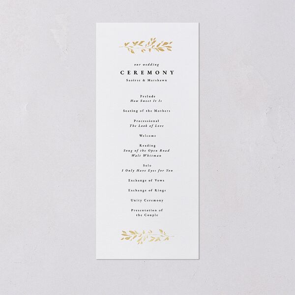 Delicate Frame Wedding Programs Gold Pure White Signature