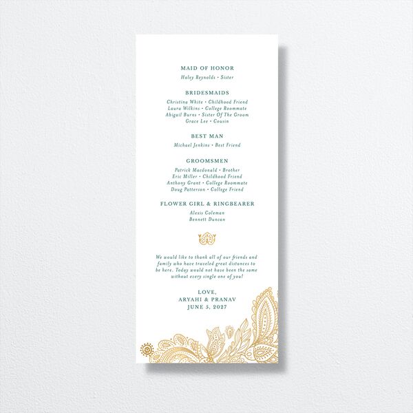 Ornamental Elegance Wedding Programs back