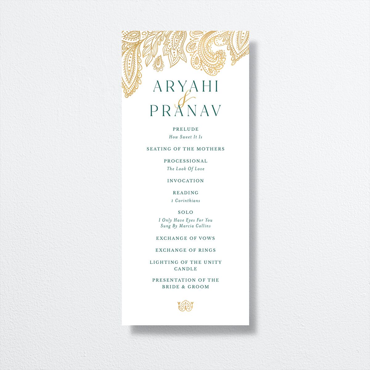 Ornamental Elegance Wedding Programs front