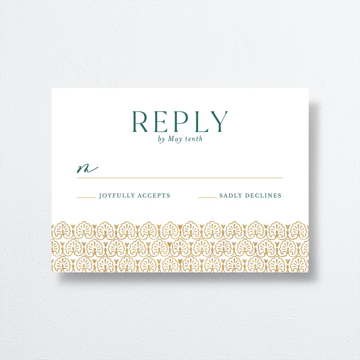 Ornamental Elegance Wedding Response Cards front in white