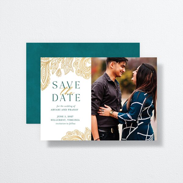 Ornamental Elegance Save The Date Cards Pure White Signature smooth No