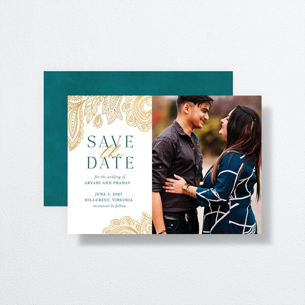 Ornamental Elegance Save The Date Cards front-and-back