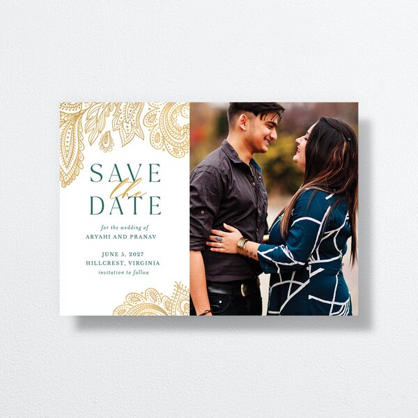 Ornamental Elegance Save The Date Cards Pure White Signature smooth No