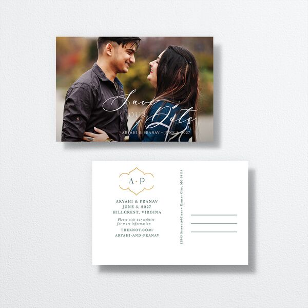 Ornamental Elegance Save The Date Postcards front-and-back