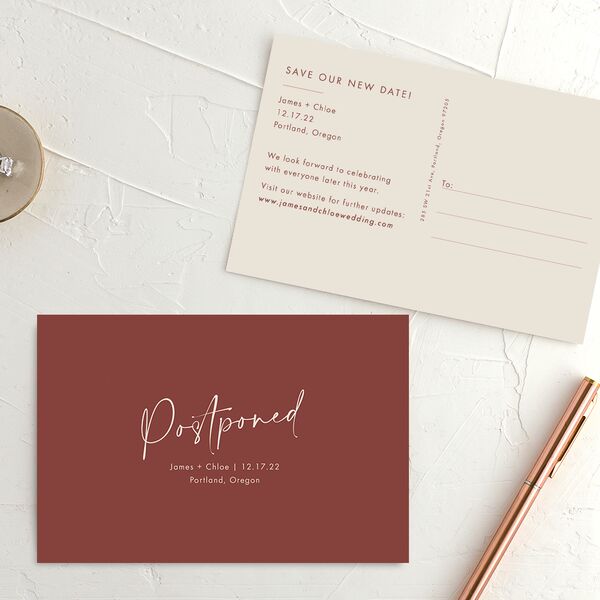 Simple Script Change the Date Postcards Vintage Pink