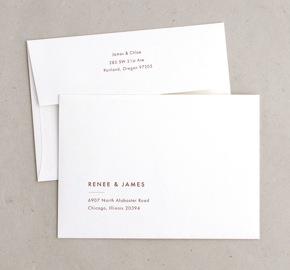 Simple Script Wedding Invitation Envelopes White Standard Vintage Pink Both Recipient and Return Addresses
