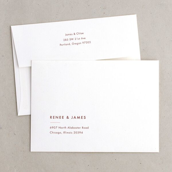 Simple Script Wedding Invitation Envelopes White Standard Vintage Pink Both Recipient and Return Addresses