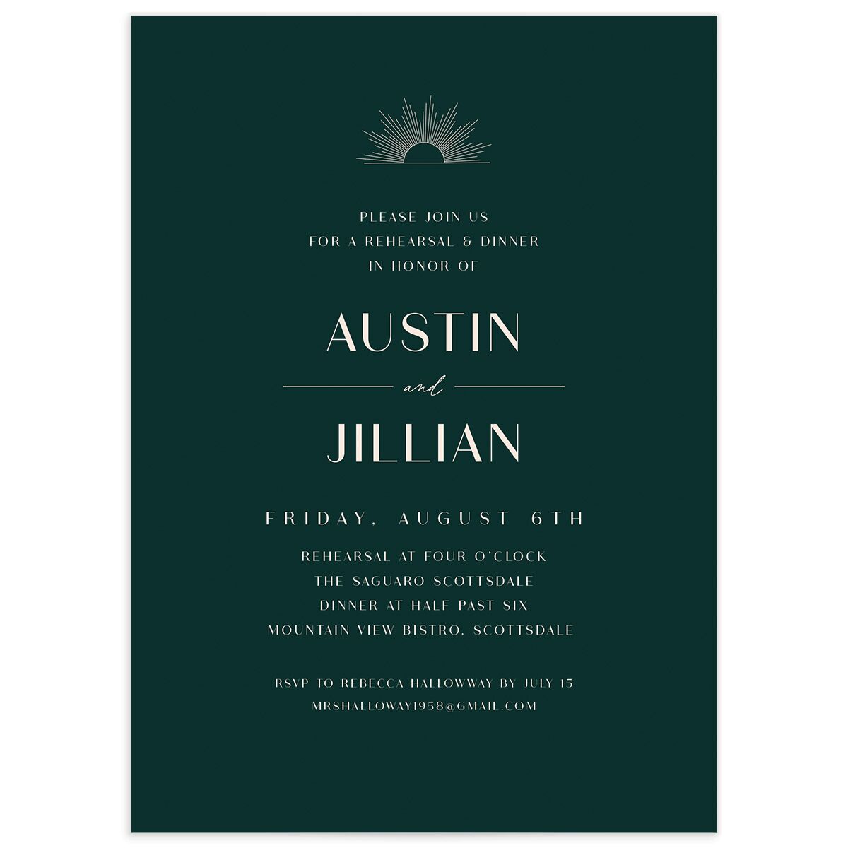 Modern Romantic Rehearsal Dinner Invitations