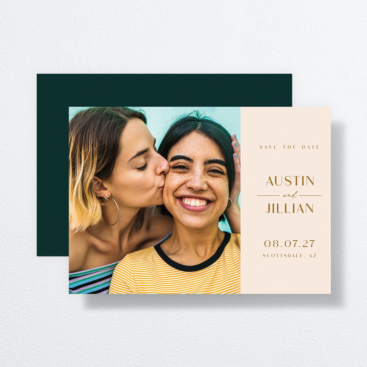 Modern Romantic Save The Date Cards front-and-back