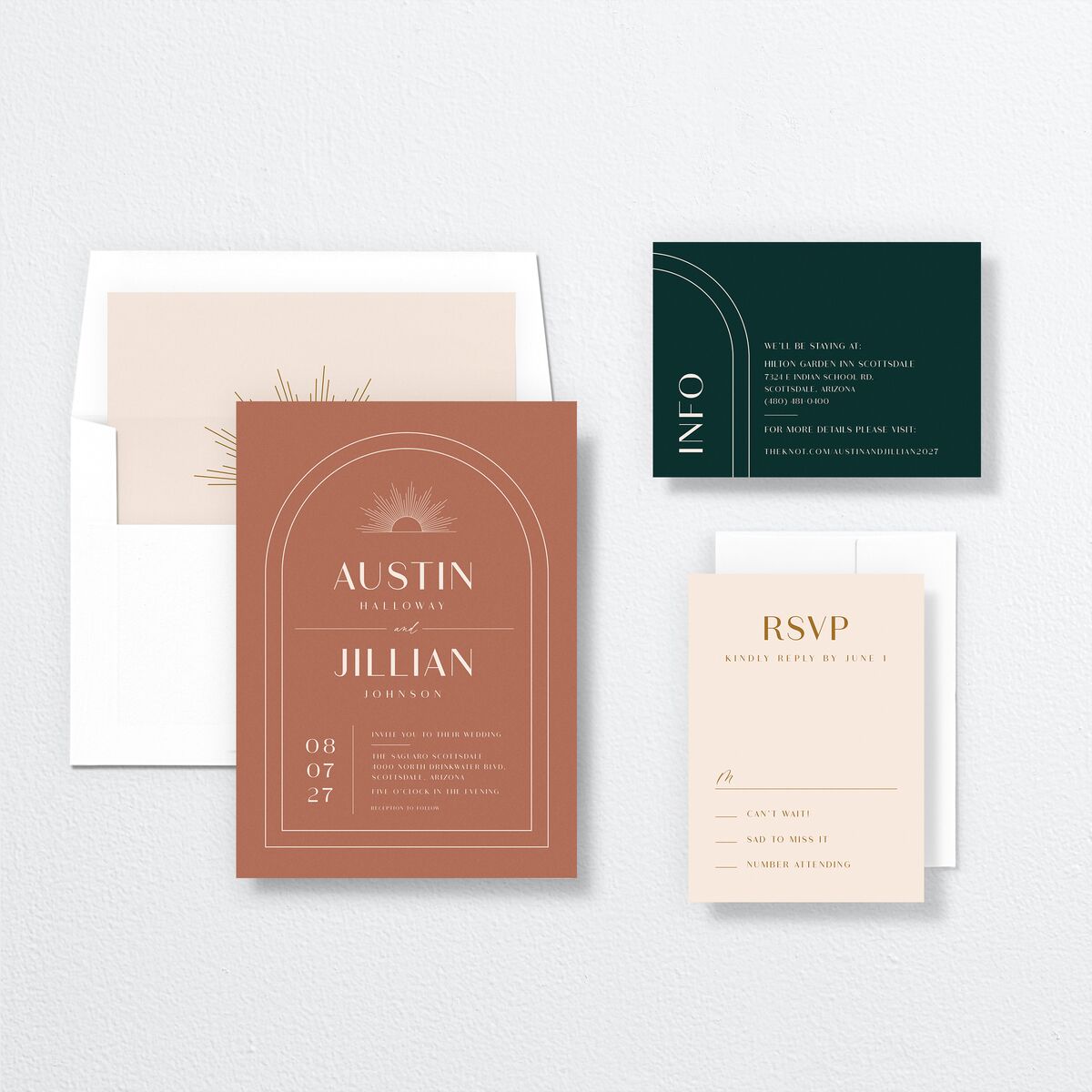 Modern Romantic Wedding Invitations  Chestnut Signature No
