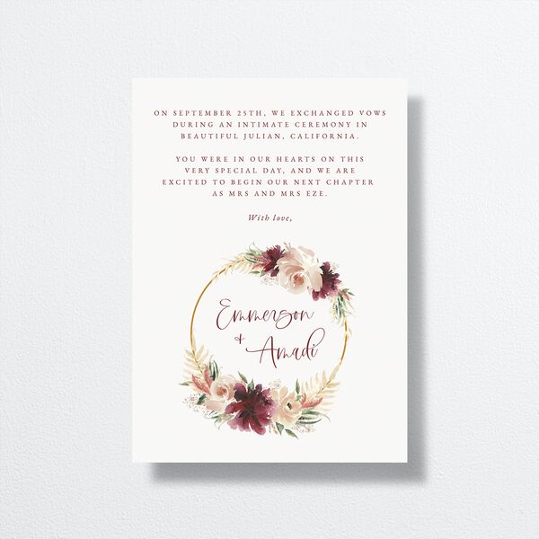 Floral Wreath Change the Date Cards Merlot Signature