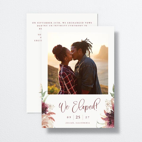 Floral Wreath Change the Date Cards Merlot Signature