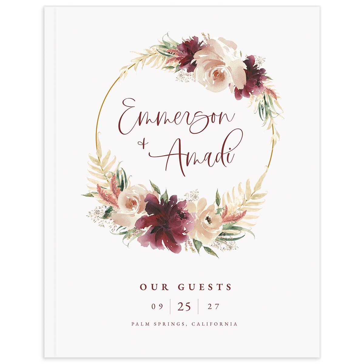 Floral Wreath Wedding Guest Book
