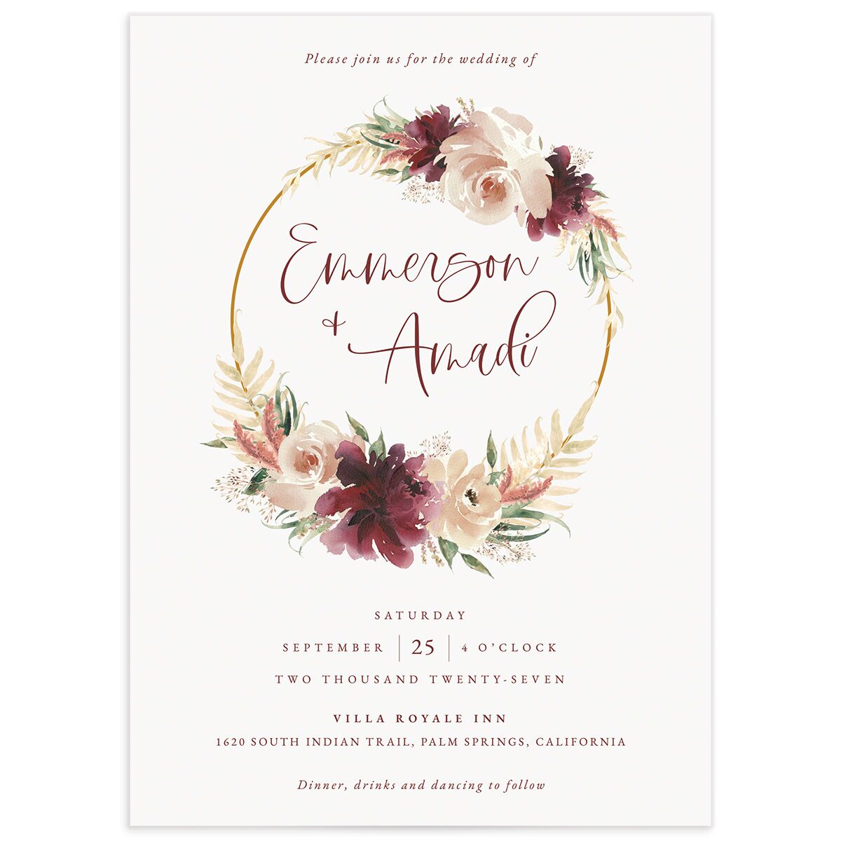 Floral Wreath Wedding Invitations