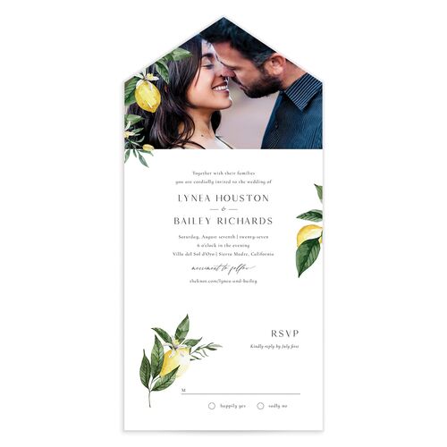 Botanical Lemon All-in-One Wedding Invitations - 